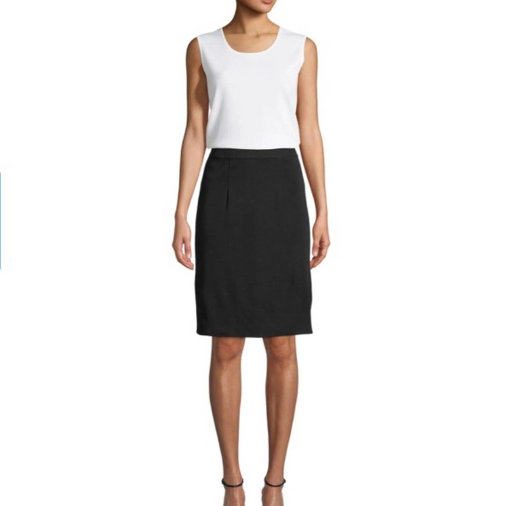 Exclusively Misook Black Ribbed Hem Knee Length Skirt size large